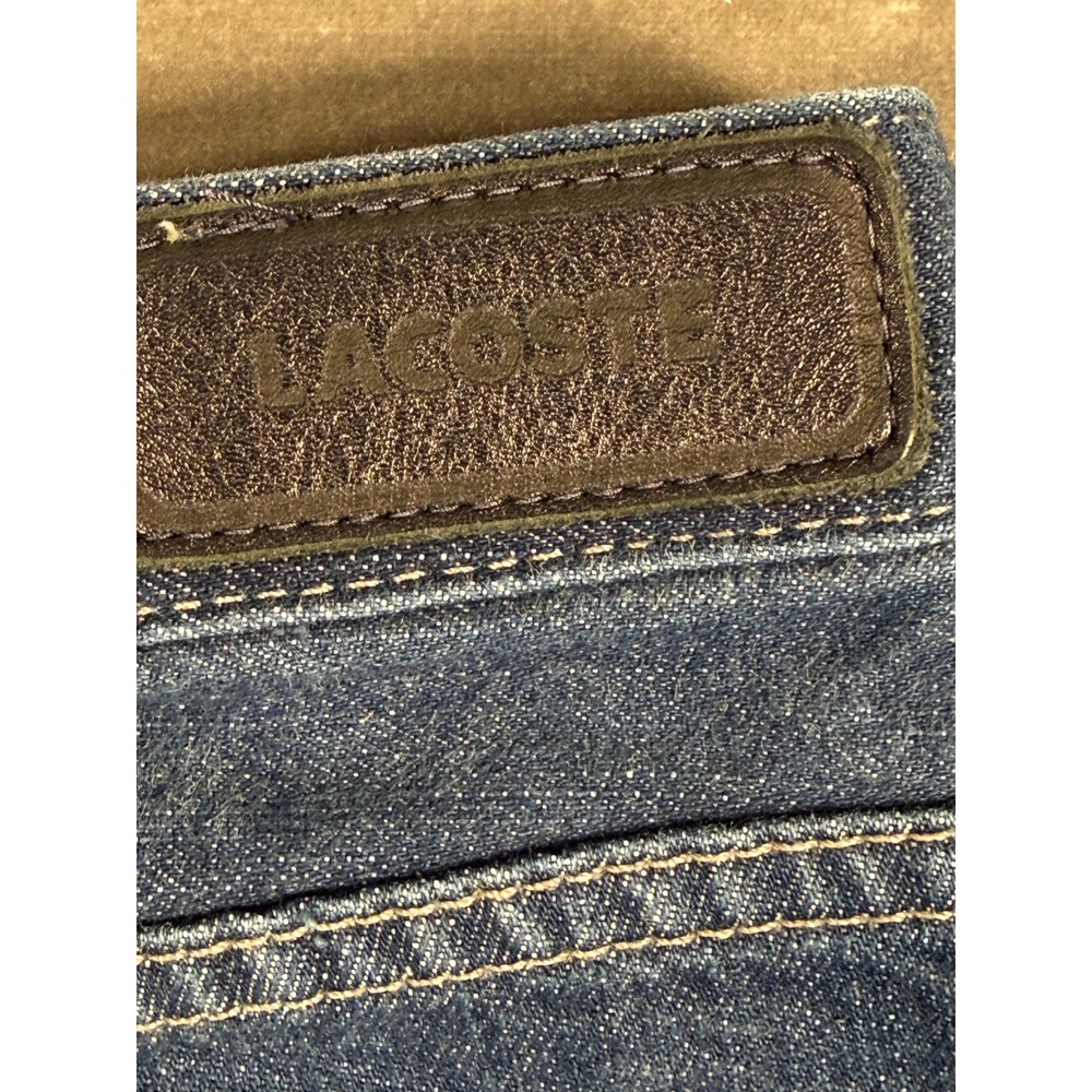 Lacoste Womens Bootcut Flare Jeans Medium Wash Croc Logo Size 32 F 4712 - Picture 8 of 10
